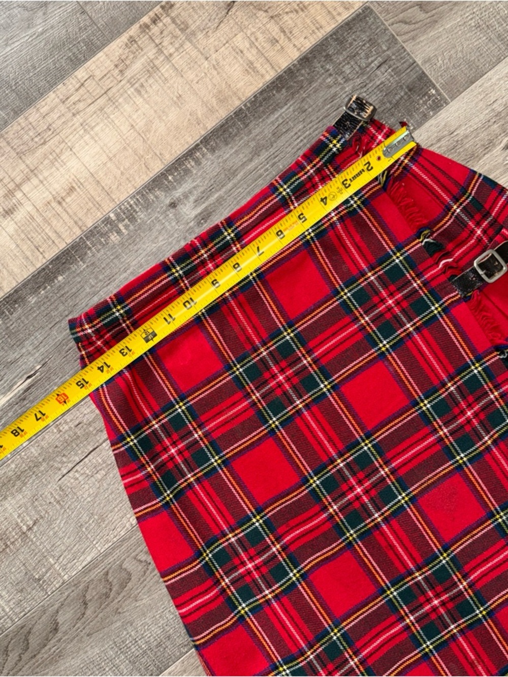 Vintage 60s? St Michael London Red Tartan Wrap Skirt with Buckle Detail - Picture 3 of 7